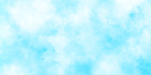 Classic hand painted Blue watercolor background, White and blue frozen ice surface color blurry and defocused Cloudy Blue Sky, watercolor picture painting illustration with clouds and stains.