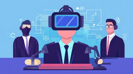 Futuristic AR Legal Practice - Flat Design Illustration of Augmented Reality System for Legal Professionals