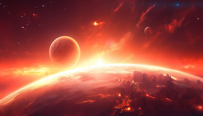 planet in space sun eclipse galaxy