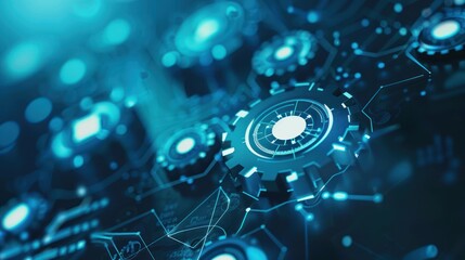 Abstract Blue Gear Pattern - Futuristic Technology Design