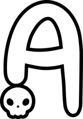 doodle halloween letter a outline