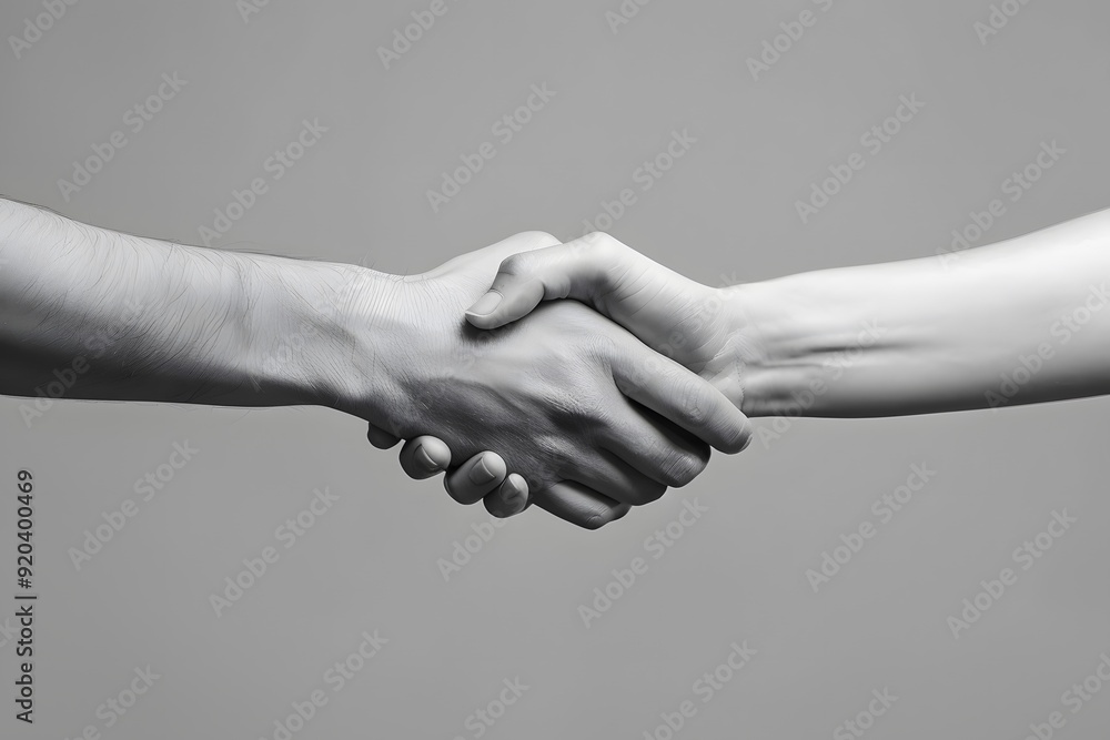 Poster a symbol of agreement: hands shaking in unity