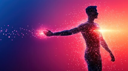 Naklejka premium Quantum Energy Field Boosting Natural Immune Defenses - Flat Design Illustration with Copy Space