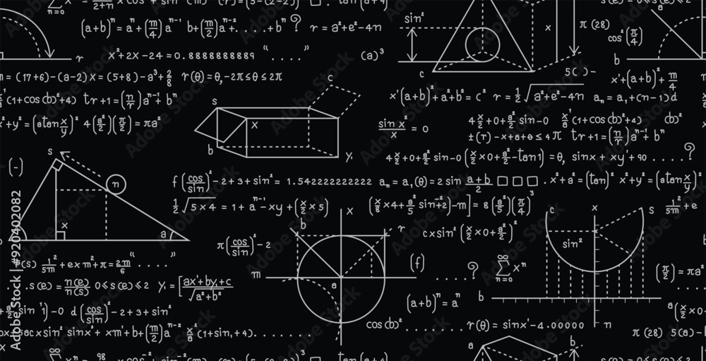 Sticker seamless blackboard mathematical area calculation formula.