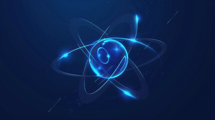 Abstract Atom with Glowing Lines