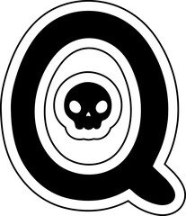 doodle skull letter q