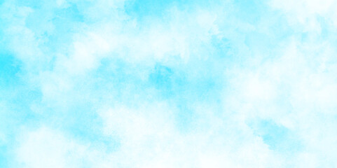 Classic hand painted Blue watercolor background, White and blue frozen ice surface color blurry and defocused Cloudy Blue Sky, watercolor picture painting illustration with clouds and stains.