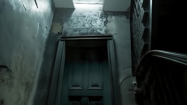 Climbing the stairs in a spooky house
