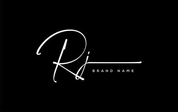RJ letter beauty handwriting vector logo.