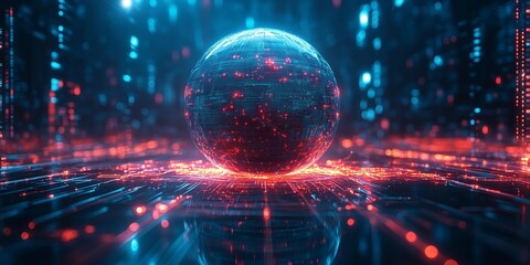 High-Detail Holographic Globe Representing Global Networks, generative ai