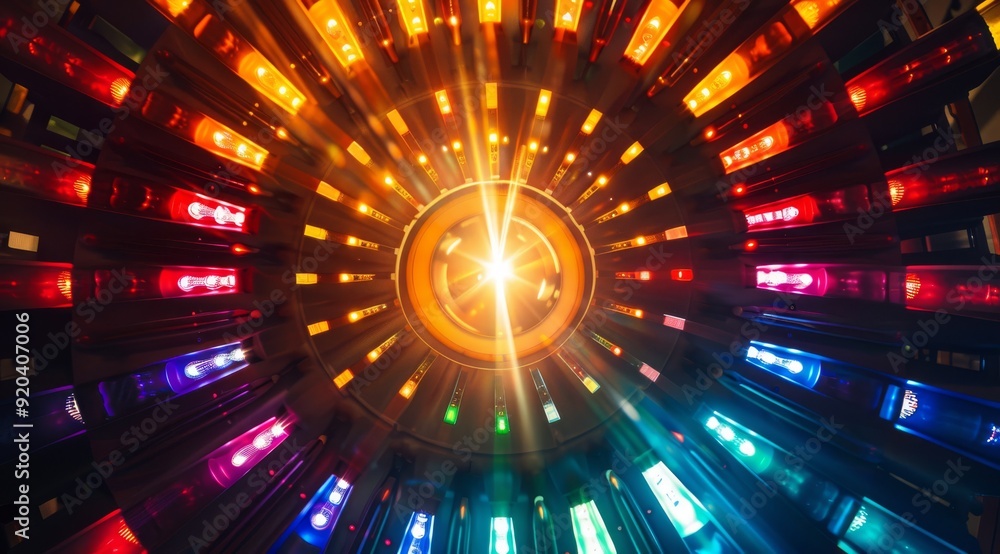 Poster a truly stunning display of circular lights creates a mesmerizing and captivating pattern filled wit