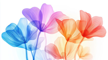 Stunning Xray art reveals the delicate architecture of blossoming flowers, blending modern style with a touch of whimsy.