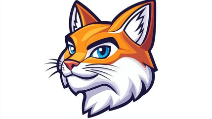 Obraz premium A vibrant closeup of an anthropomorphic cat head, showcasing a unique blend of textures and playful cartoon elements.