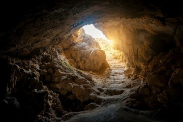 A deep cave evokes a profound sense of discovery and journey, highlighting the depth and exploration within its vast, mysterious spaces