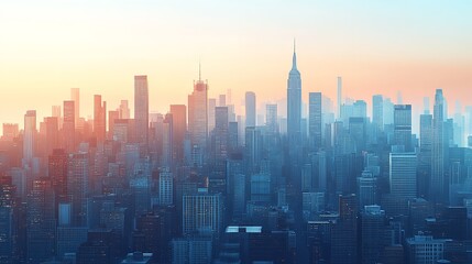 Fototapeta premium Vivid Sunset Skyline with Pink and Purple Hues Over Cityscape