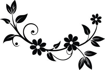 hand-drawn floral divider illustration black and white