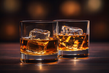 Edler Tropfen: Whiskey mit Eis im stilvollen Ambiente