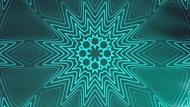 Abstract turquoise and blue geometric mandala animation suitable for backgrounds, creative design projects, wallpaper, presentations, and social media posts