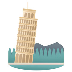 Leaning Tower of Pisa. decoration. sticker. graphic