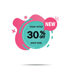 30% OFF. Marketing announcement for a special offer. Discount promotion. Advertising flat icon. Vector illustration for advertising poster and promotion.