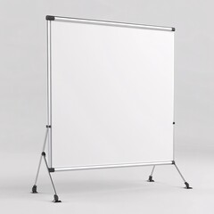 240805 164. Pearl white screen with silver trim, white background, 3D Rendering, isometric, portable teleprompter design, anti glare coating, collapsible stand