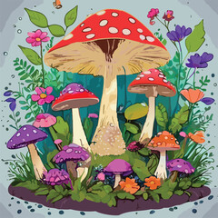 Mushroom illustration vector graphic