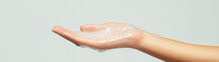 Fototapeta premium Gentle Application of Translucent Gel for Fresh and Cooling Skin Care Effect