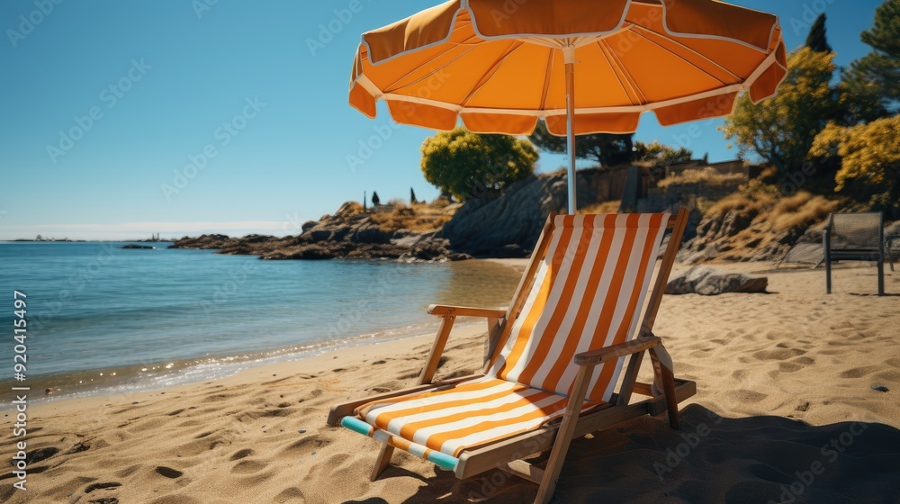 Sticker beach chair and umbrella