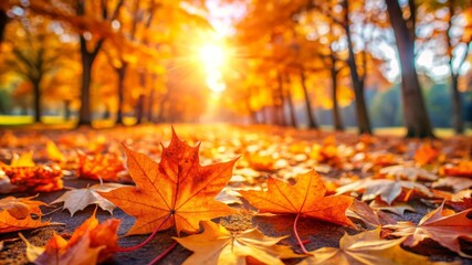 Autumn Leaves in Golden Sunlight.