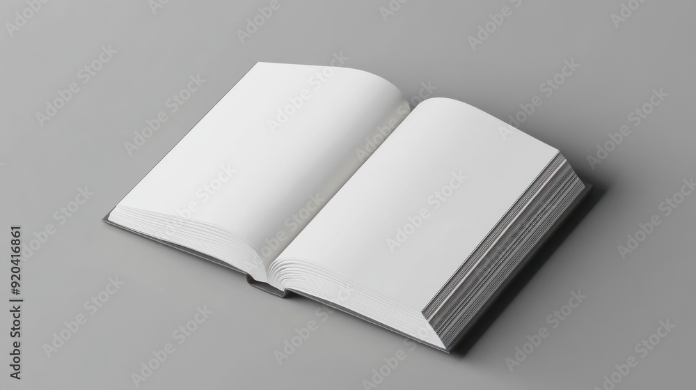 Poster An Open Book with Blank Pages on a Gray Surface