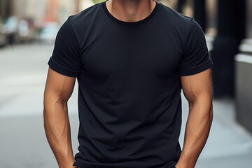 Blank T-Shirt Mockup. Men&rsquo;s Plain Tee Template. Apparel Design Mockup. Clothing Fashion Mockup