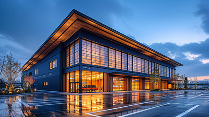 Industrial Factory Emitting Thick Smoke Pollution into the Atmosphere Under Cloudy Sky and Environmental Impact