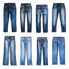 PNG Collection of casual denim jeans in various styles