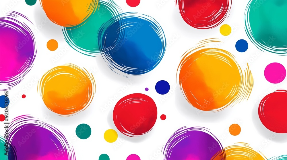 Aufkleber a colorful background with many different colored circles. the circles are all different sizes and c