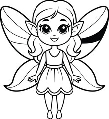 Magical fairy line art illustration black and white