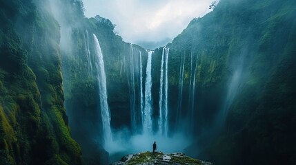 Madakaripura Waterfall, located within the Bromo Tengger Semeru National Park, is the largest waterfall in East Java.