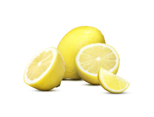 Fresh ripe lemon fruits isolated on white