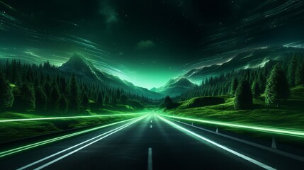 Motion blurred front view of cars running in modern city. Abstract transportation background. Neural network ai generated art