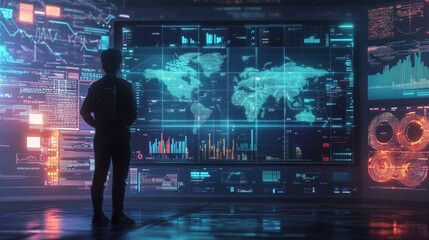 Futuristic AI-Driven Financial Analytics Platform Forecasting Global Market Trends