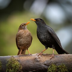 Fototapeta premium common blackbird scient. name Turdus merula bird animal, AI gene