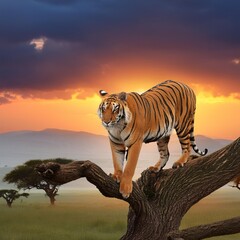 tiger on a tree, AI generated