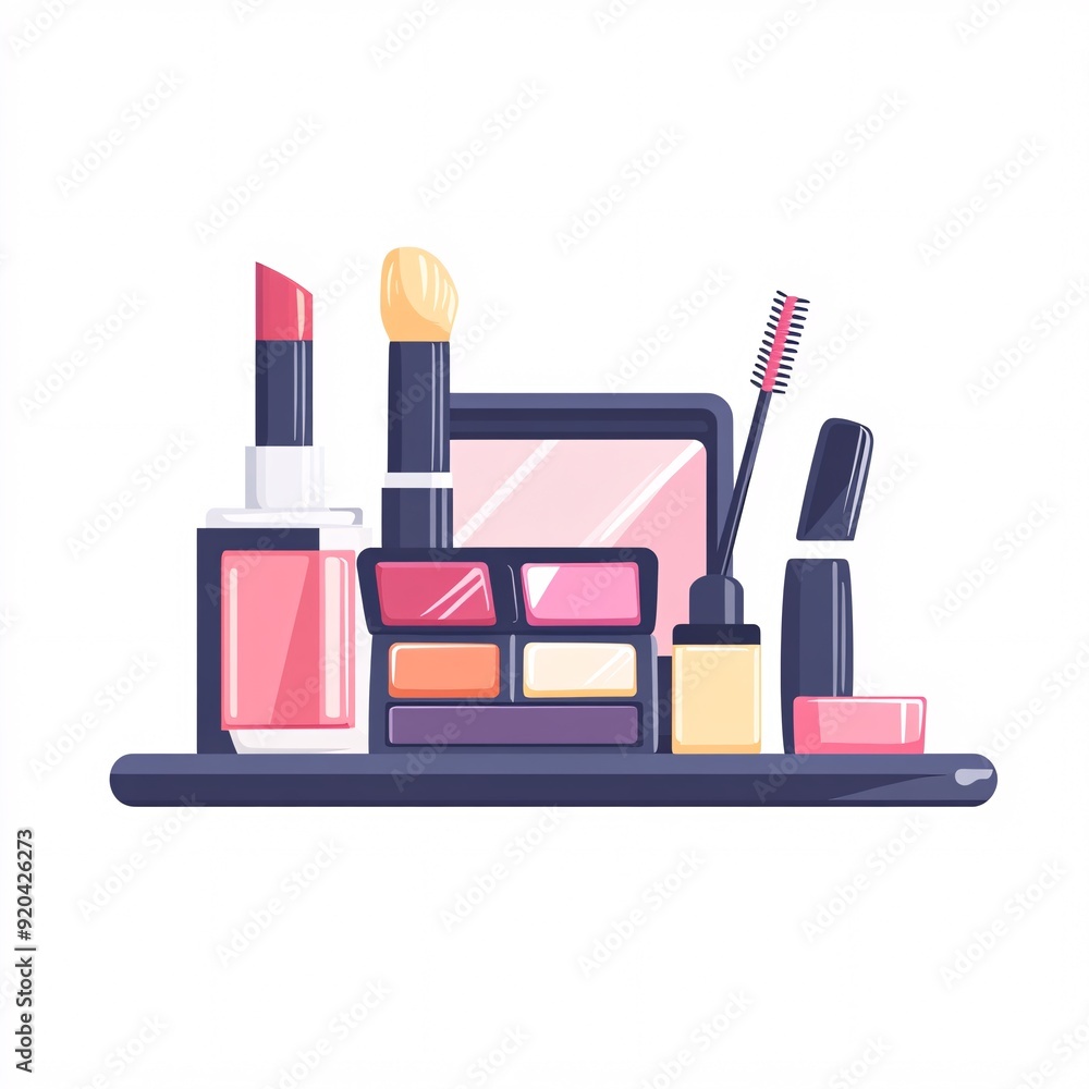 Wall mural 240805 86. a simple vector icon illustration depicting the group of beauty items at center for a web