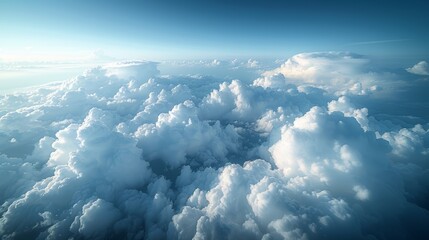 Fototapeta premium Fluffy white clouds forming an expansive cover above the earth at sunset