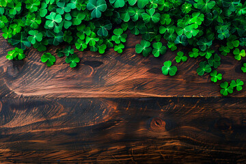 Top view of clover field for St. Patrick's Day background.