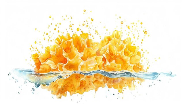 watercolor orange splash in water, white background clip art preview