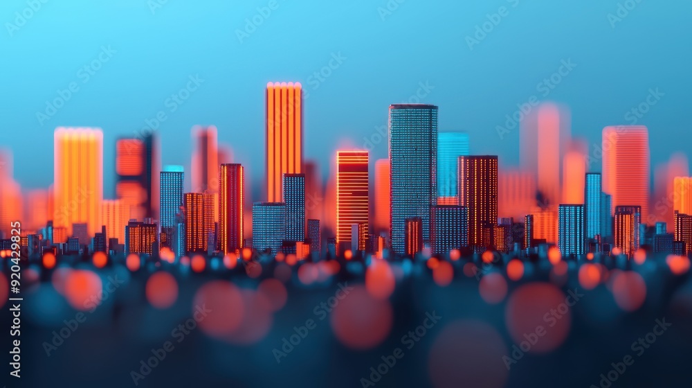 Poster futuristic urban economic modeling on digital platform with copy space for text in high detail 8k re
