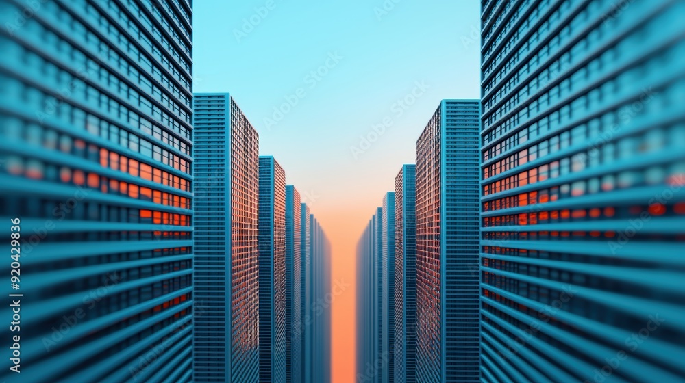 Poster future of urban economic modeling - digital platforms and futuristic insights with copy space for te