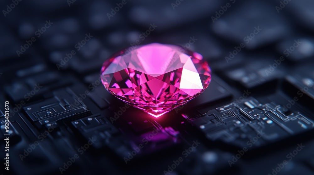 Poster futuristic gemstone lifestyle app - interactive customization and modern technology with ample copy 