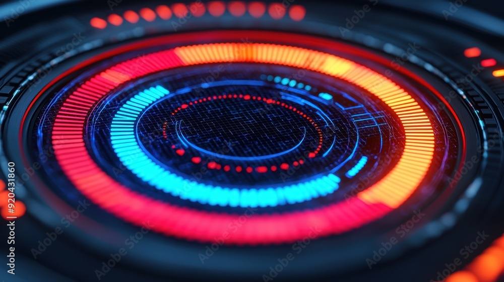 Poster futuristic holographic security dashboard with gemstone accents and copy space for text in 8k high d