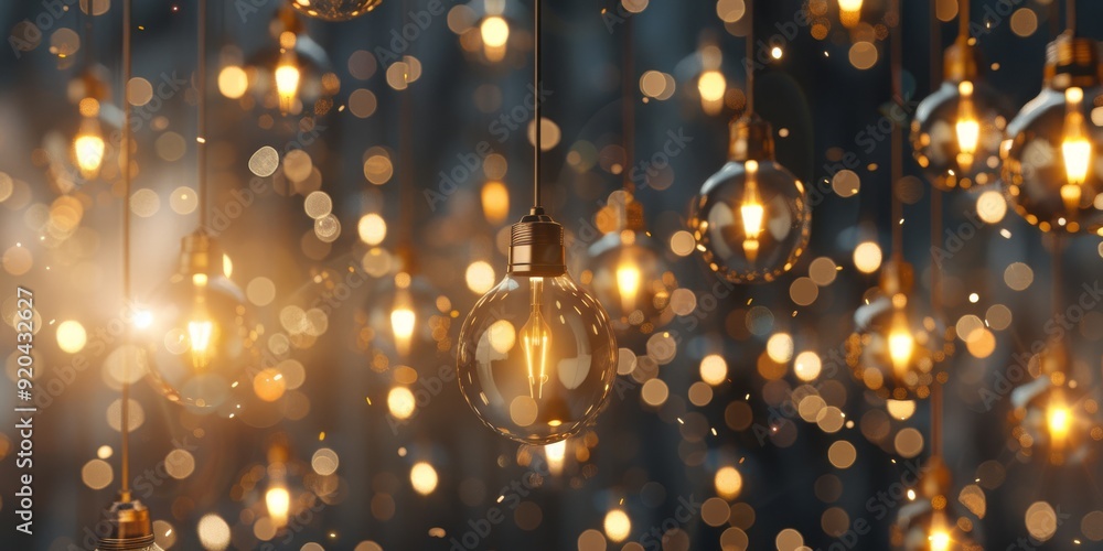 Poster a captivating and enchanting display of shimmering, hanging lights creating a warm and inviting atmo